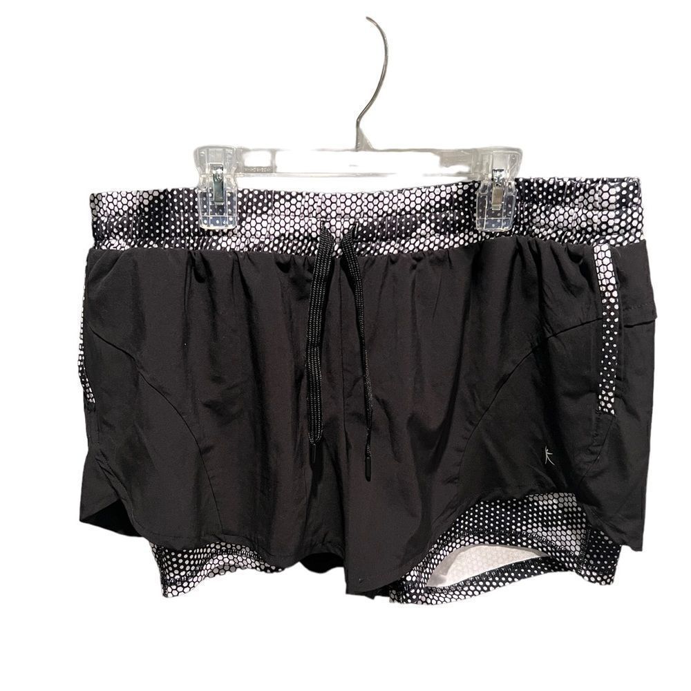 Danskin Now Dri-More Black & White Athletic Shorts Women's L 12/14 Activewear